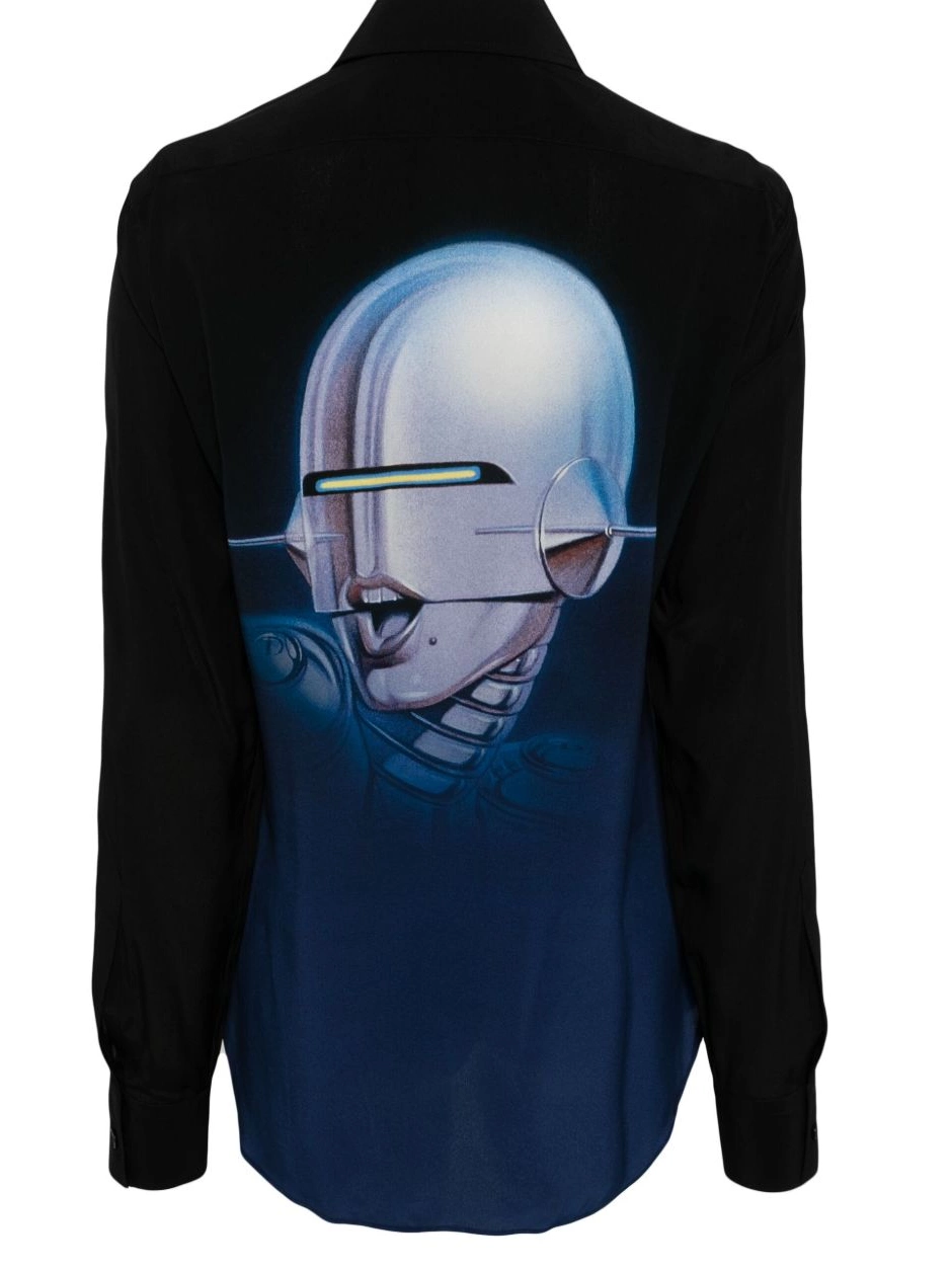 Affordable Sexy McCartney x Robot shirt Stella Sorayama silk Women 0821